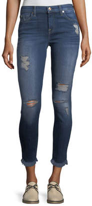 7 For All Mankind Ankle Skinny Jeans with Destroy and Scalloped Hem