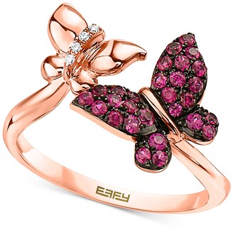 Effy Ruby (1/3 ct. t.w.) & Diamond Accent Butterfly Ring in 14k Rose Gold