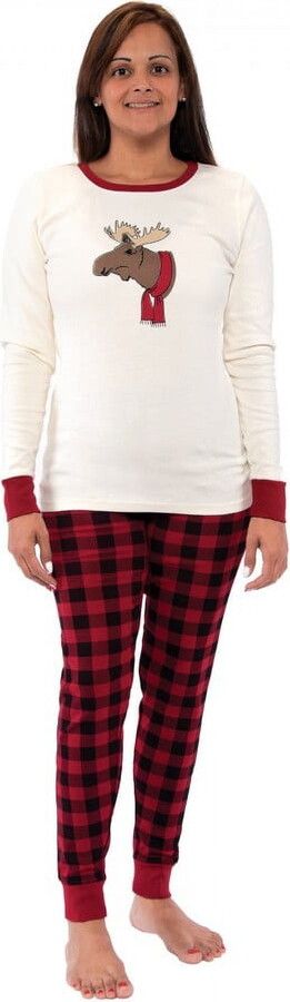 Touched by Nature Womens Unisex Holiday Pajamas, Moose, Small