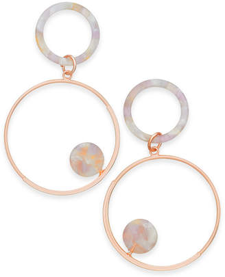 INC International Concepts Rose Gold-Tone Marble-Look Resin Gypsy Hoop Earrings, Created for Macy's