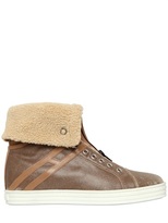 Thumbnail for your product : 30mm Leather & Faux Shearling Sneakers