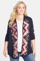 Thumbnail for your product : Lucky Brand 'Santa Fe' Embroidered Knit Duster (Plus Size)