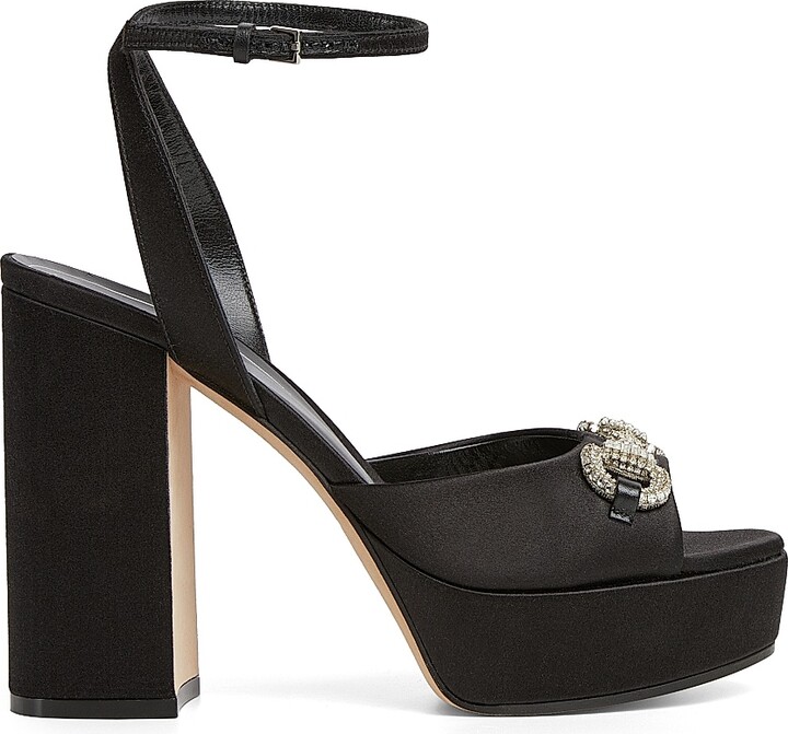 Women's Satin Block Horsebit Sandals - Black - Size 6.5