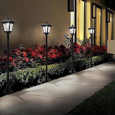 40" Solar Post Light Outdoor, Led Dusk To Dawn Waterproof Landscape Lamp For Yard & Pathway