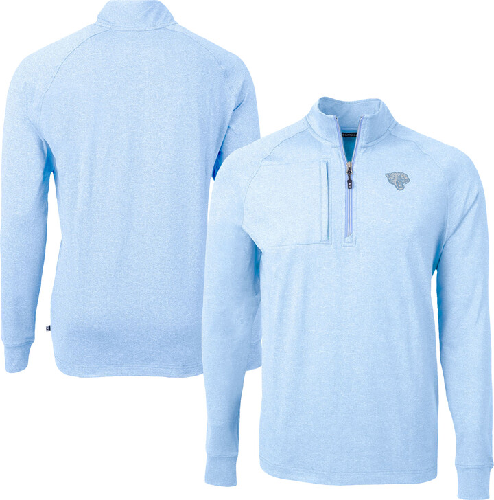 Cutter & Buck Men's Powder Blue Jacksonville Jaguars Raglan Adapt Eco Knit Heather Quarter-Zip Top