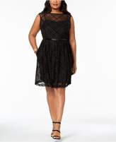Thumbnail for your product : Ellen Tracy Plus Size Belted Illusion Plaid Dress