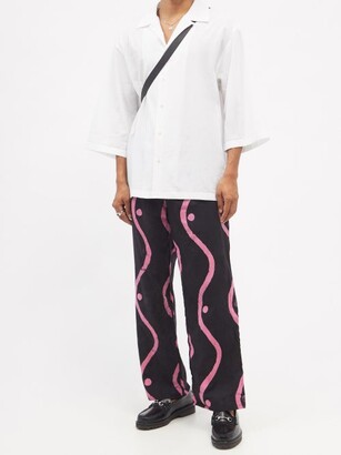 Post-Imperial Ikeja Wave-print Cotton Trousers - Black