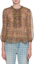 Thumbnail for your product : Etoile Isabel Marant Elou Button-Front Printed Chiffon Silk Blouse