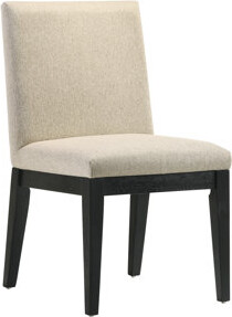Froja Beige Fabric & Black Finish Side Chair (Set Of 2)