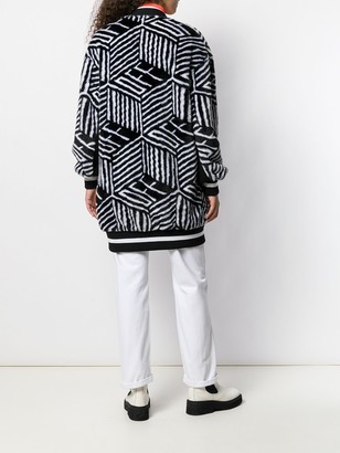 Off-White Geometric Faux Fur Cardigan