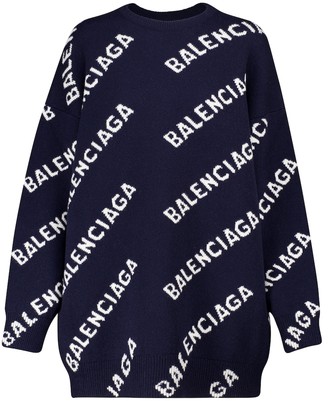Balenciaga Logo intarsia wool sweater - ShopStyle