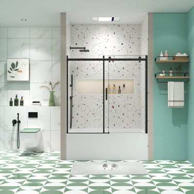 BVNECXP Bathtub Shower Door, Sliding Door, With 5/16" Tempered Glass 6058