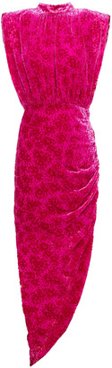 Veronica Beard Kendall Asymmetric Ruched Devoré-velvet Dress