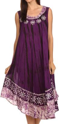 Sakkas 15009 - Alexis Embroidered Long Sleeveless Floral Caftan Dress/Cover Up - OS