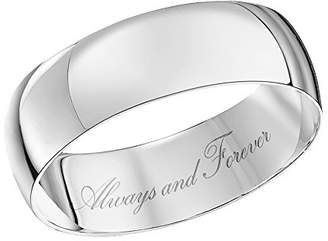 Theia Unisex 9 ct White Gold Heavy D Shape, Engraved Always and Forever, Polished 6 mm Wedding Ring - Size V