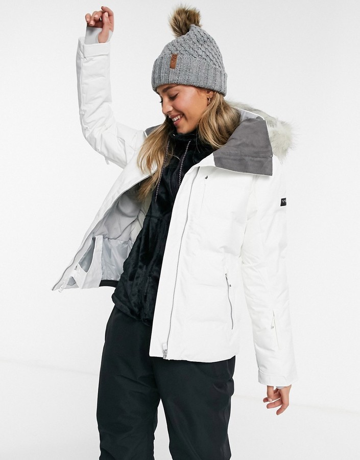 Roxy Clouded ski jacket in white ShopStyle