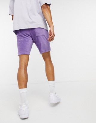 ASOS DESIGN co-ord relaxed shorts in purple towelling