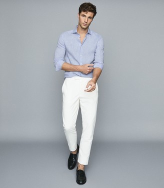 Reiss Ruban - Linen Regular Fit Shirt in Soft Blue