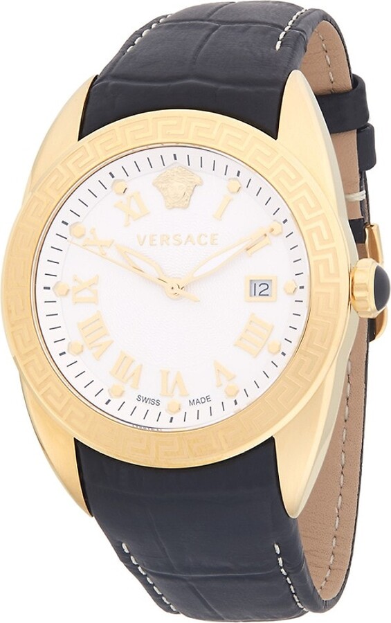 Stainless Steel and Leather-Strap Watch