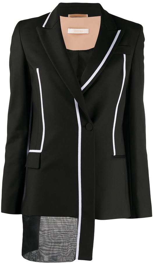 Ssheena Asymmetric ContrastTrim Blazer ShopStyle