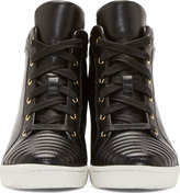 Thumbnail for your product : Balmain Pierre Black Leather Zipped & Ribbed Wedge Sneaker