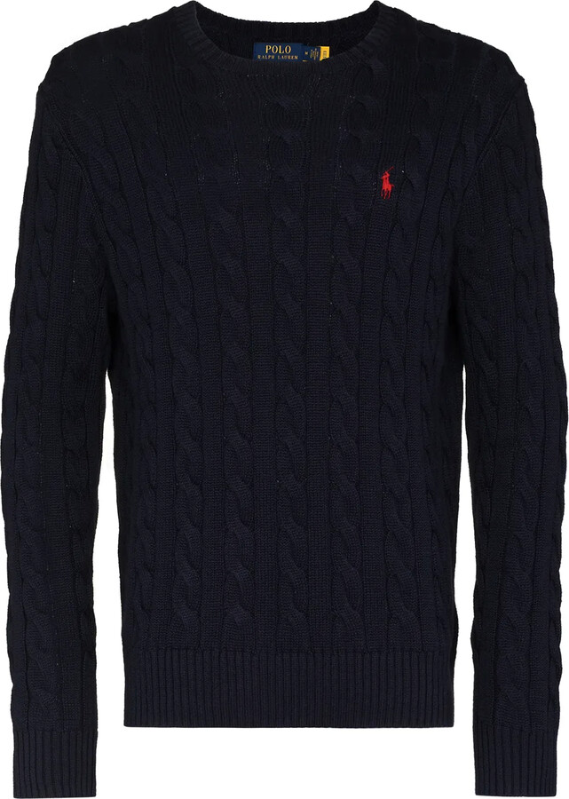 Polo Ralph Lauren Logo-Embroidered Cable-Knit Jumper