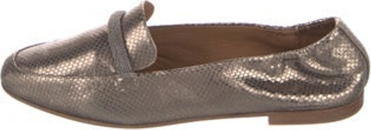 Brunello Cucinelli Leather Loafers Gold & Metallic Semi-Pointed Toes with Beaded Accents Includes Box Unfortunately, due to restrictions, this item may not be eligible for shipping in all areas.