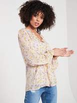 Thumbnail for your product : River Island Tie Waist Floral Blouse- Purple