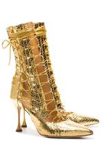 Thumbnail for your product : Liudmila Gold Drury Lane 100 Snakeskin Lace Up Boots