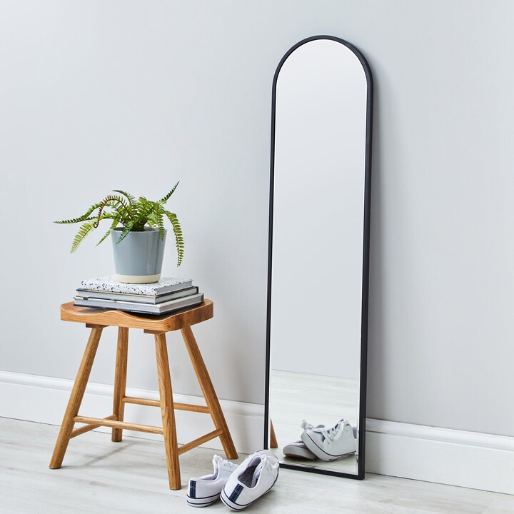 Dunelm Apartment Narrow Arch Leaner Mirror, Black 115x30cm Silver