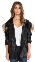 Thumbnail for your product : Capulet Vegan Leather Hooded Parka with Faux Fur Trim