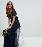 maya plus v neck maxi tulle dress