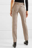 Thumbnail for your product : Paco Rabanne Chain-embellished Checked Wool-twill Straight-leg Pants - Beige