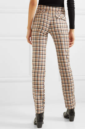 Paco Rabanne Chain-embellished Checked Wool-twill Straight-leg Pants - Beige