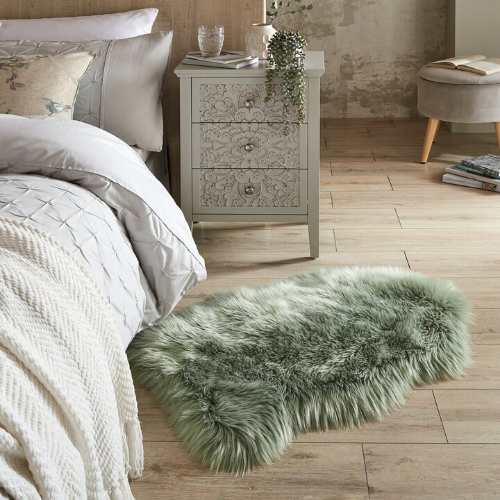 Dunelm Tipped Faux Fur Pelt Rug Sage ShopStyle