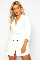 Thumbnail for your product : boohoo Plus Double Breast Gold Button Blazer Dress