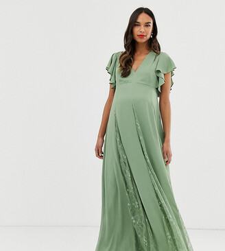 Asos DESIGN Maternity maxi dress with godet lace inserts Asos DESIGN Maternity maxi dress with godet lace inserts