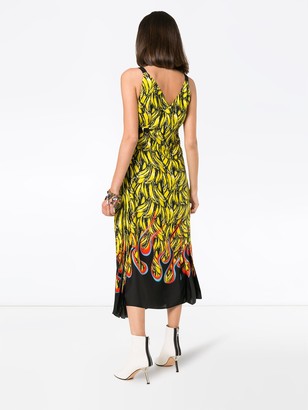 Prada Sleeveless Banana Flame Print Dress