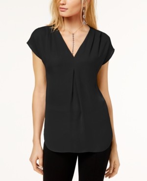 INC International Concepts Inverted-Pleat V-Neck Top, Created for Macy's