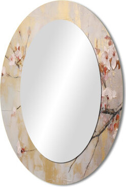Apple Blossom Harmony III - Pink Traditional Oval Wall Mirror