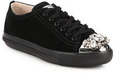 Thumbnail for your product : Miu Miu Suede & Swarovski Crystal Low-Top Sneakers