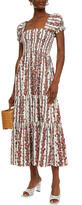 Thumbnail for your product : Tory Burch Shirred Floral-print Cotton-blend Poplin Midi Dress