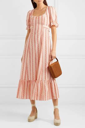 Rixo Kate Floral-print Cotton Midi Dress - Peach