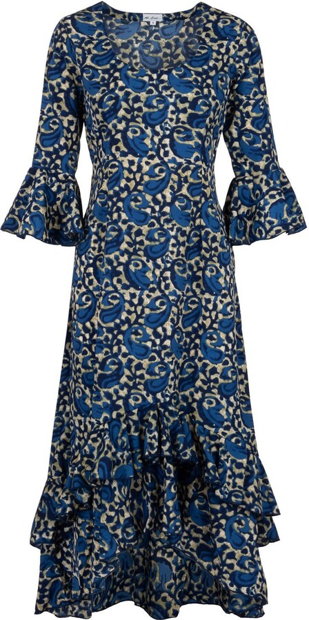 AtLAST Blue Victoria Midi Dress Navy Swirl