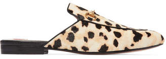 Gucci Princetown Horsebit-detailed Leopard-print Calf Hair Slippers