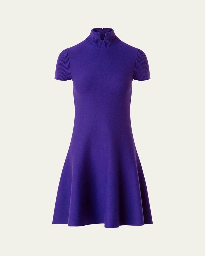 Akris Punto Short-Sleeve Milano Knit Fit-And-Flare Mini Dress