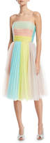 Thumbnail for your product : DELPOZO Colorblock Strapless Tulle Cocktail Dress