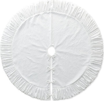 Glitzhome 60"D Oversized Deluxe White Velvet Ruffled Christmas Tree Skirt