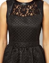 Thumbnail for your product : A/Wear A Wear Lace Dress With Leather Look Panel