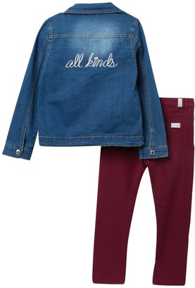 7 For All Mankind All Kinds Denim Jacket, Shirt & Leggings Set (Toddler Girls)